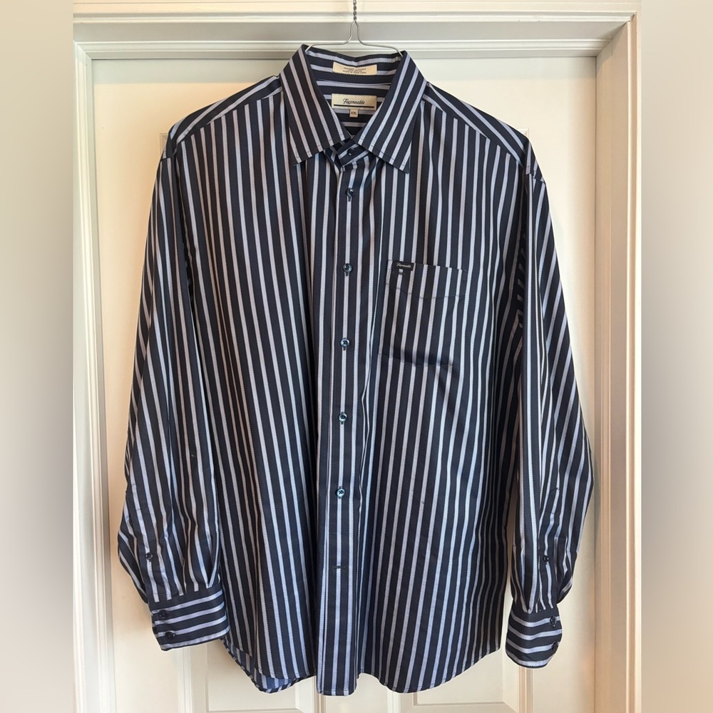 Men’s Faconnable Navy/Light Blue Casual Button Down Shirt